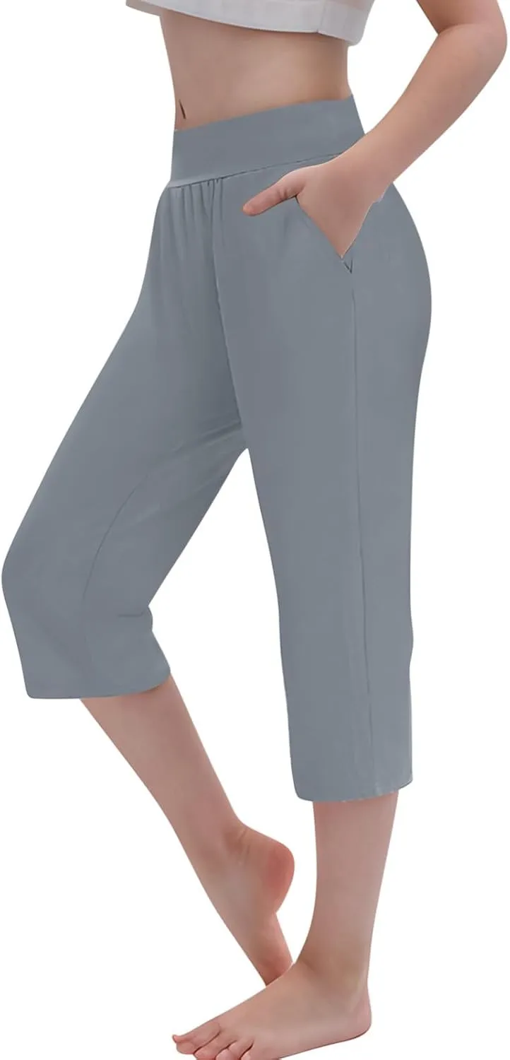 Girls Capri Leggings Elastic High Waisted Compression Pants Stretch Active Yoga Tights for Kids Teen Workout Running