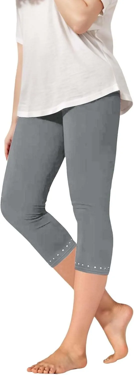 Girls Capri Leggings High Waisted Compression Pants Stretch Active Yoga Tights for Kids Teen Workout Running