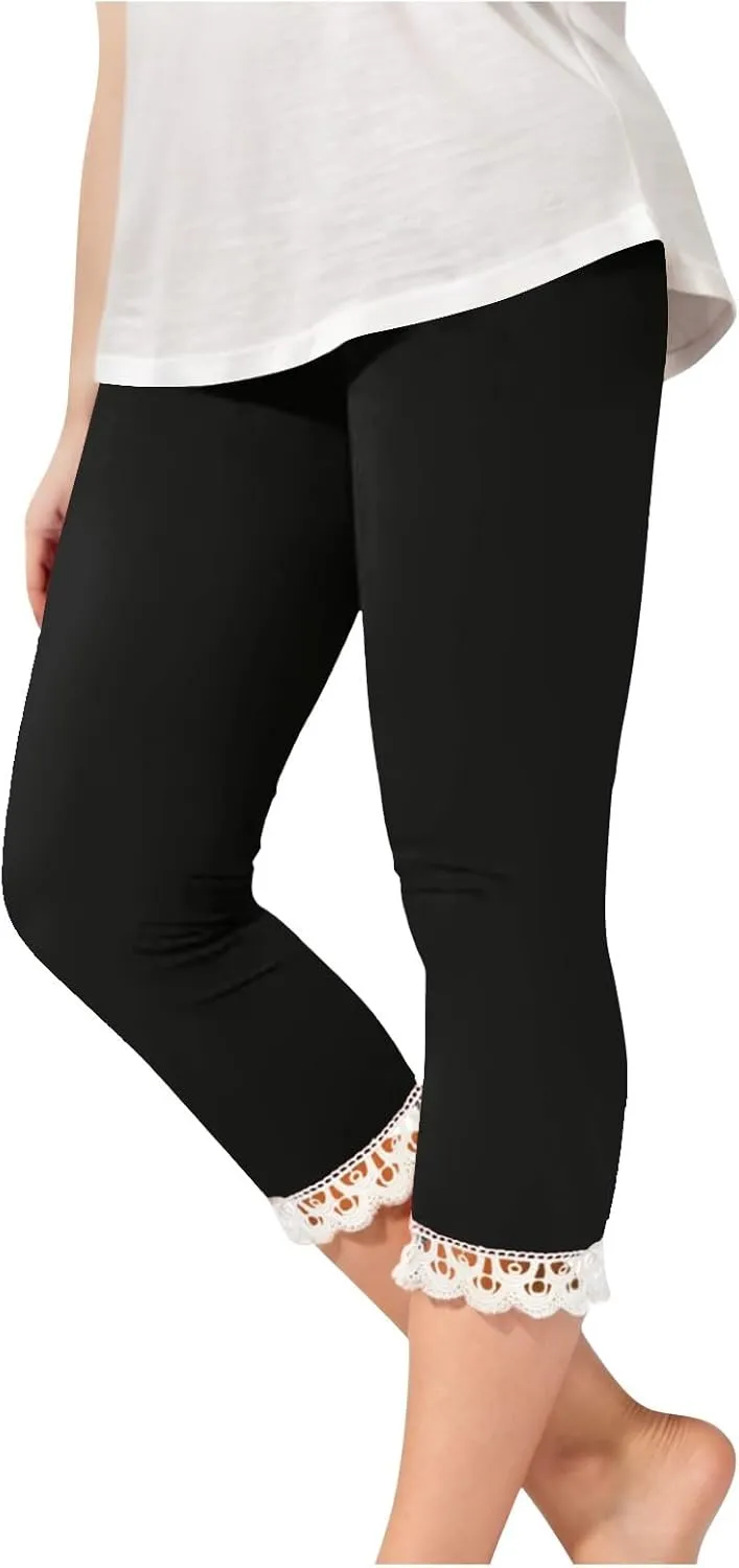 Girls Capri Leggings High Waisted Compression Pants Stretch Active Yoga Tights for Kids Teen Workout Running