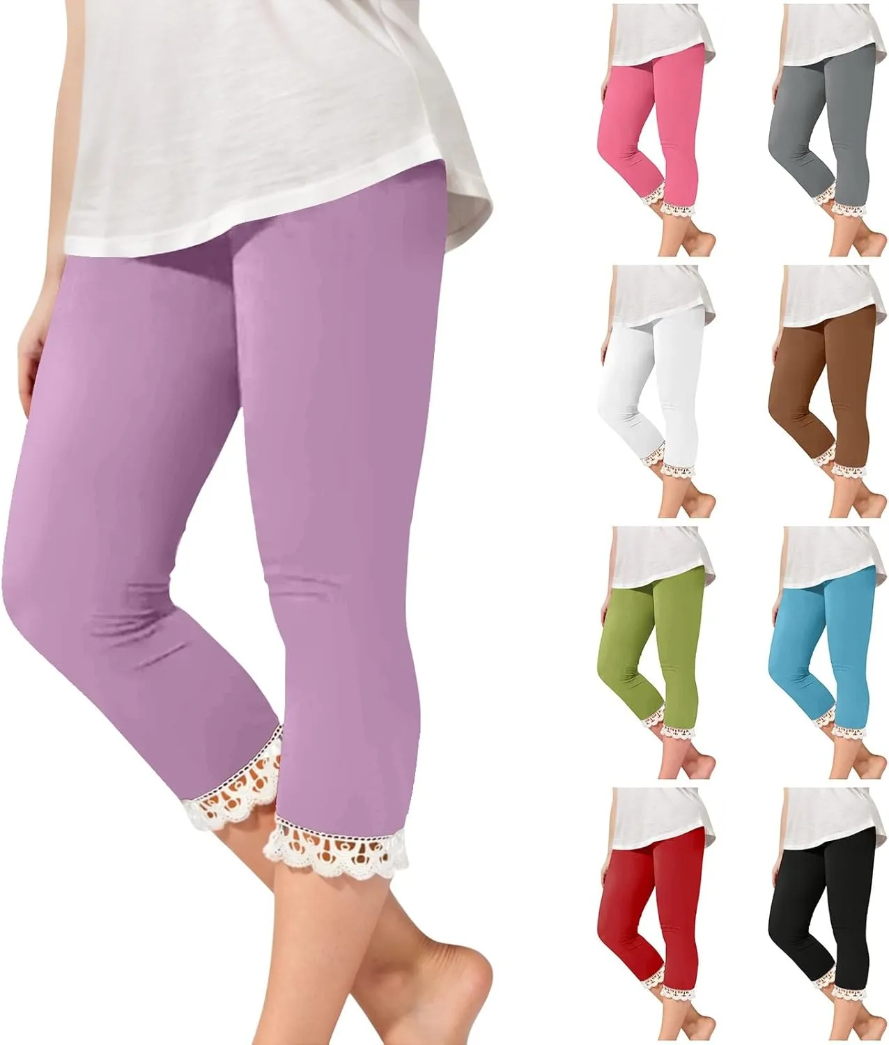 Girls Capri Leggings High Waisted Compression Pants Stretch Active Yoga Tights for Kids Teen Workout Running