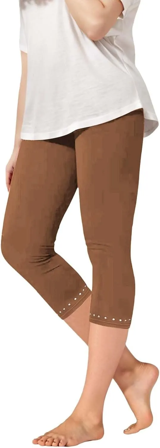 Girls Capri Leggings High Waisted Compression Pants Stretch Active Yoga Tights for Kids Teen Workout Running
