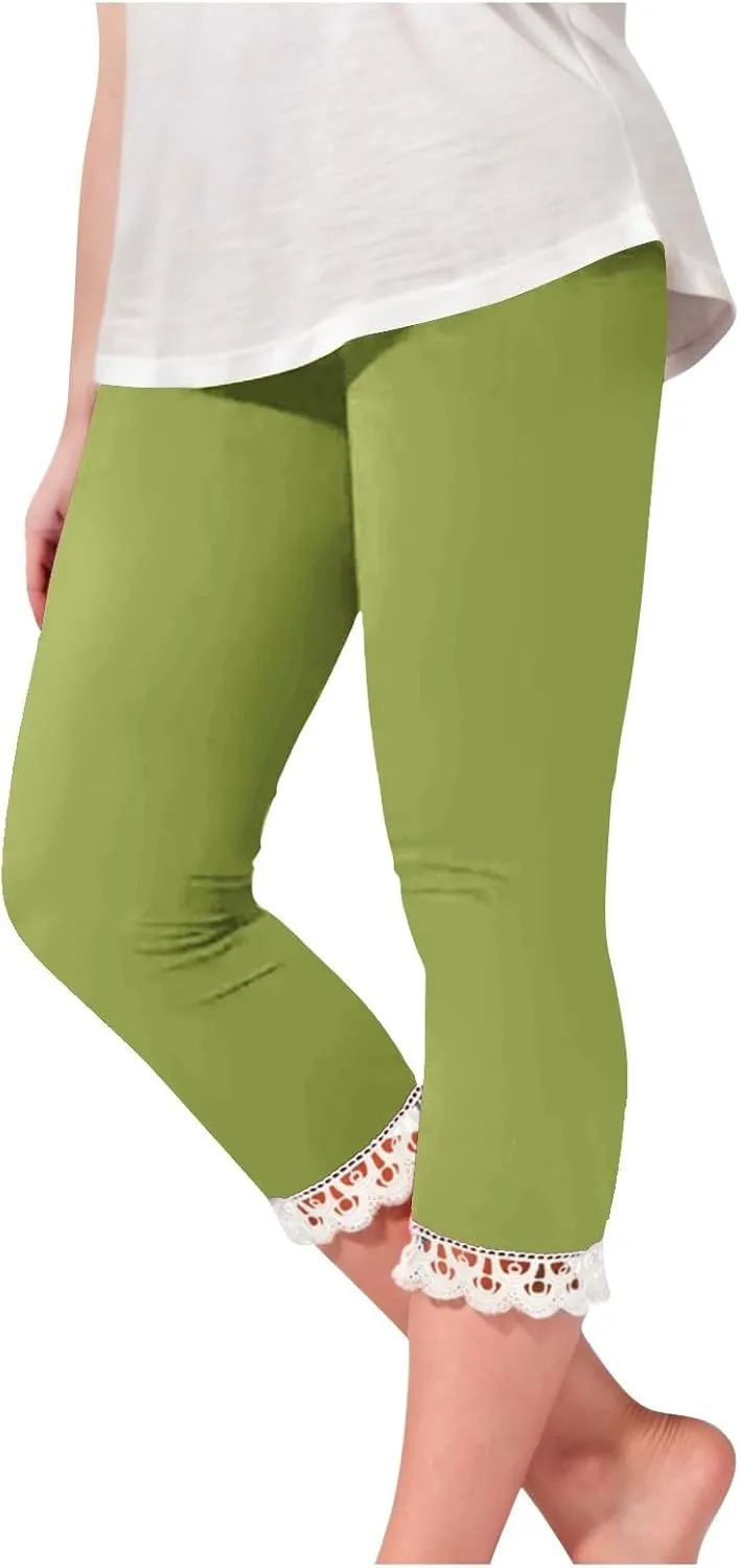 Girls Capri Leggings High Waisted Compression Pants Stretch Active Yoga Tights for Kids Teen Workout Running