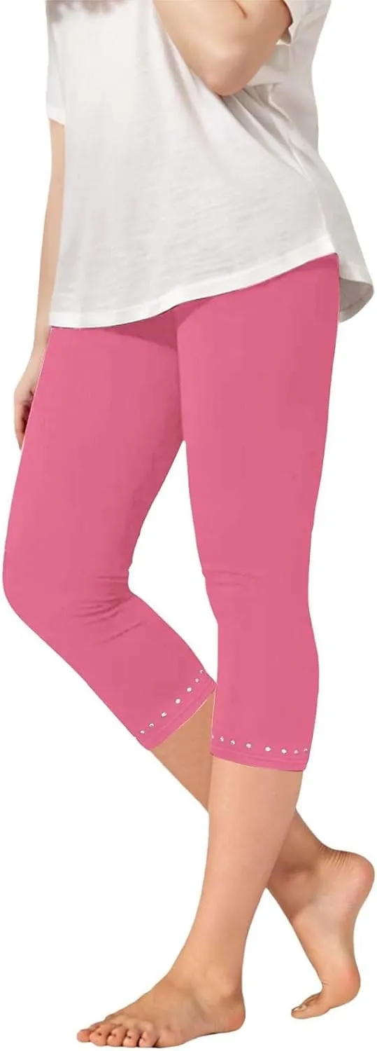 Girls Capri Leggings High Waisted Compression Pants Stretch Active Yoga Tights for Kids Teen Workout Running