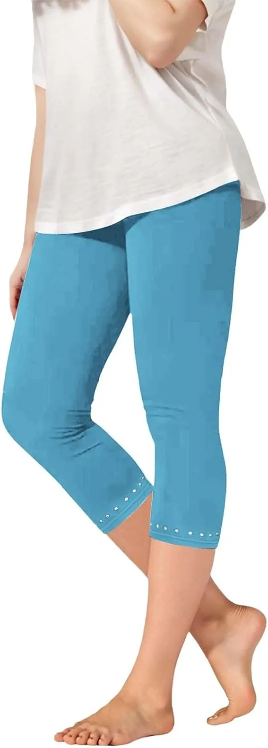 Girls Capri Leggings High Waisted Compression Pants Stretch Active Yoga Tights for Kids Teen Workout Running