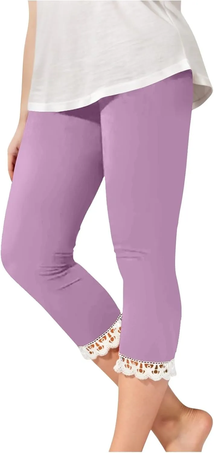 Girls Capri Leggings High Waisted Compression Pants Stretch Active Yoga Tights for Kids Teen Workout Running