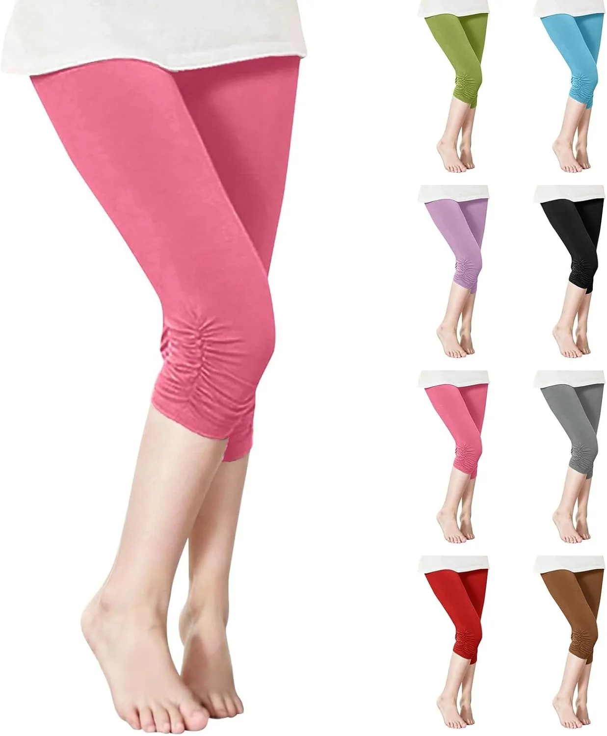 Girls Capri Leggings,High Waisted Compression Pants Stretch Active Yoga Tights for Kids Teen Workout Running