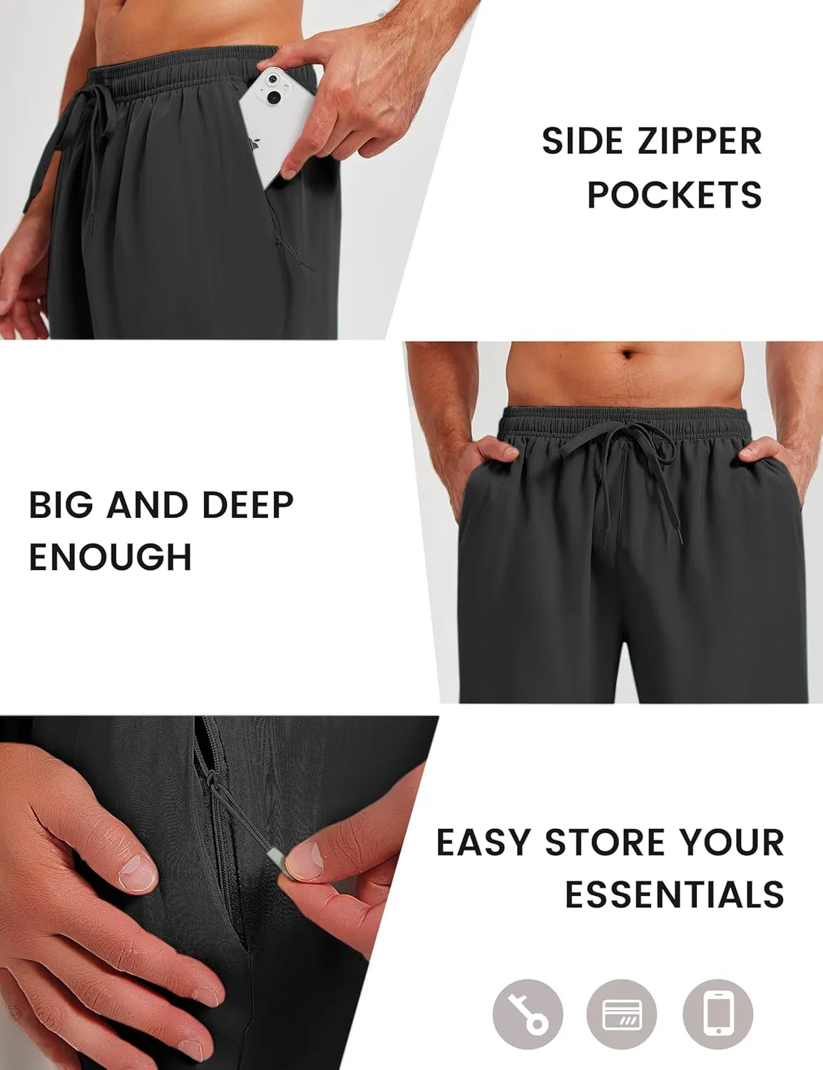 Gym Running Shorts Workout Shorts for Men 7 Inches Quick Dry Lightweight Athletics Shorts with Zipper Pockets