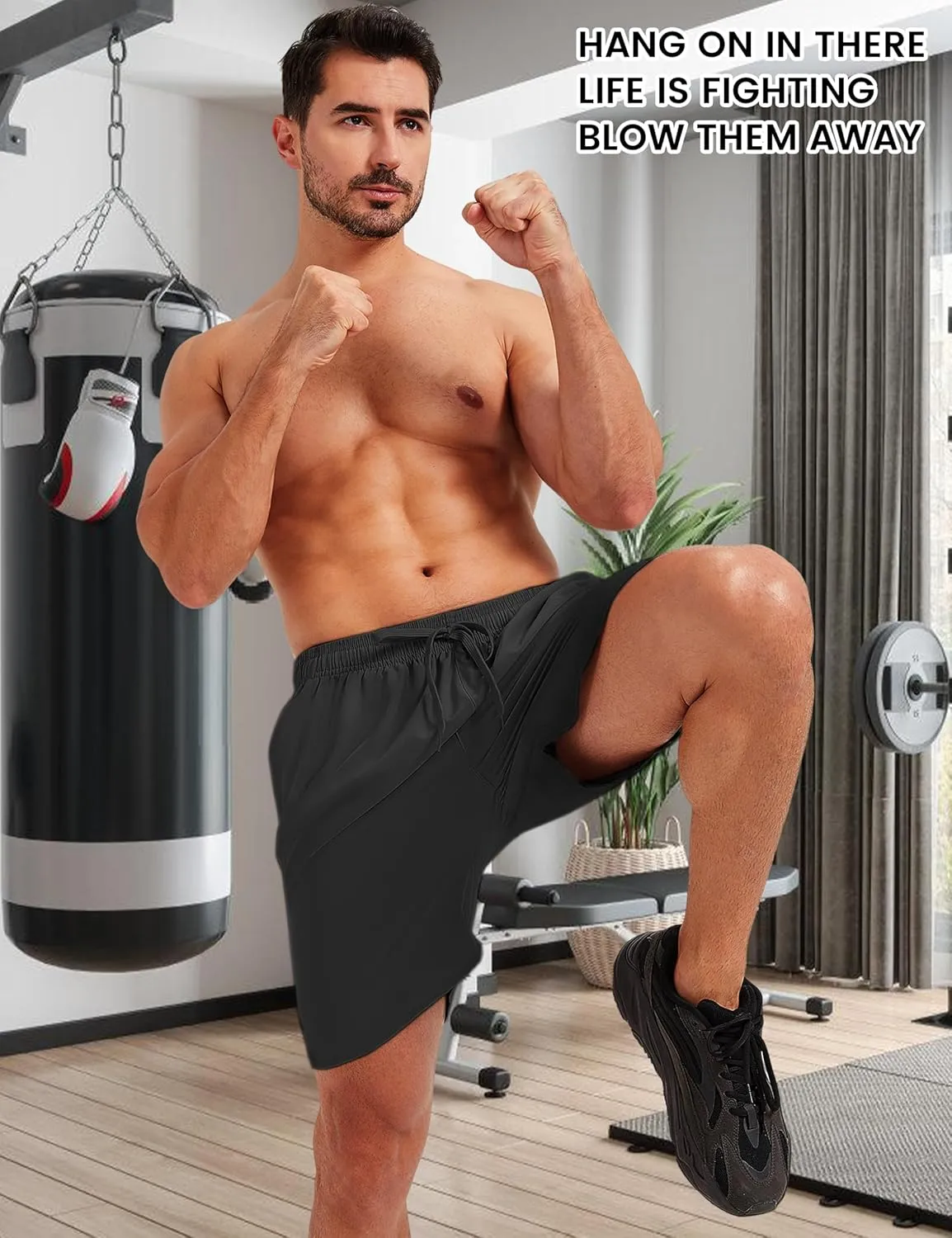 Gym Running Shorts Workout Shorts for Men 7 Inches Quick Dry Lightweight Athletics Shorts with Zipper Pockets