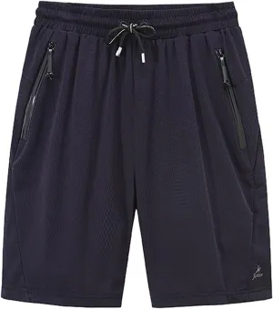 Gym Shorts for Men Ice Slik Mesh Breathable Athletic Shorts Elastic Waist Loose Workout Big and Tall Running Apparel