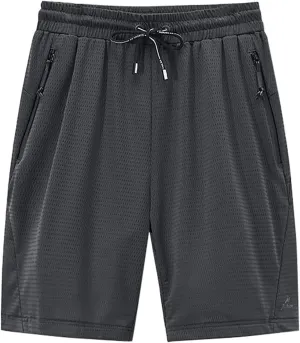 Gym Shorts for Men Ice Slik Mesh Breathable Athletic Shorts Elastic Waist Loose Workout Big and Tall Running Apparel