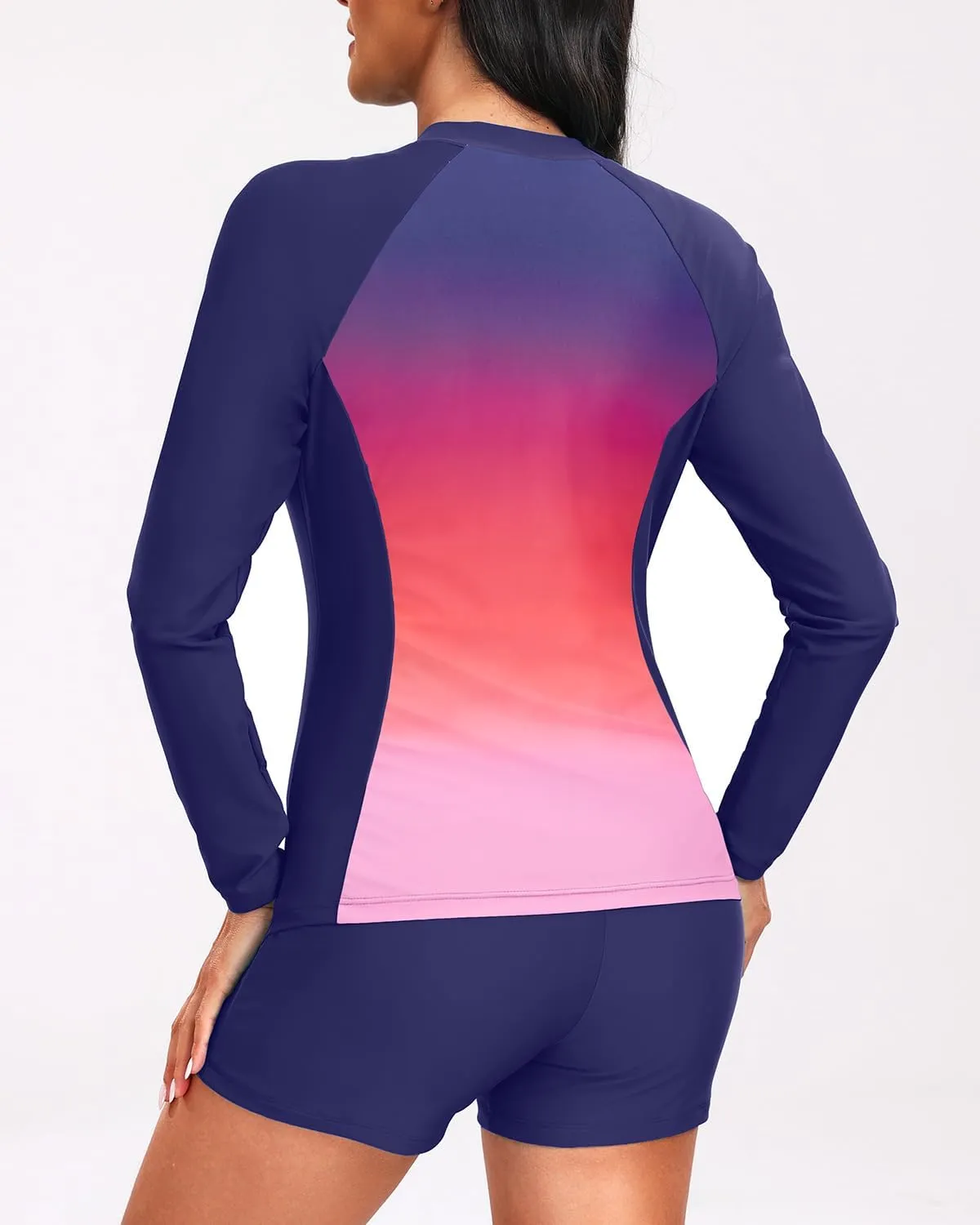 Holipick Long Sleeve Swimsuits for Women - 3 Piece Rash Guard with Shorts Zipper SPF Swim Shirt with Built in Bra