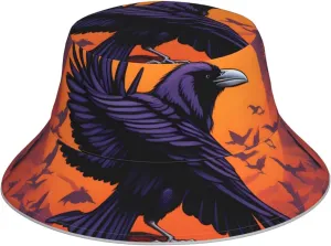 HYTTER Ravens Prints Reflective Bucket Hat Stay Stylish and Protected for Unisex Outdoor Activities Black, Black, One Size