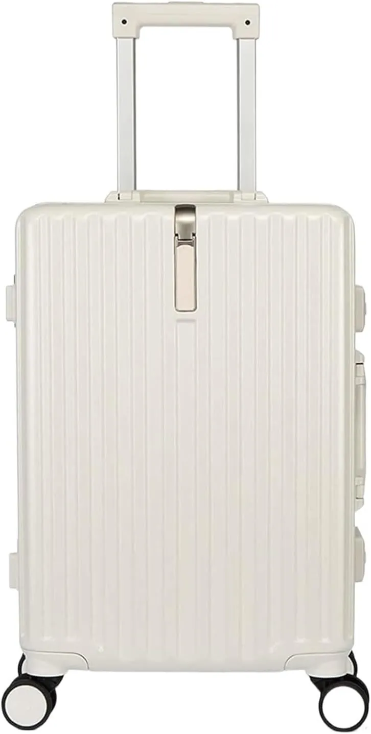 IRYZE Lightweight Suitcase Lightweight And Tough Cabin Suitcase Lightweight ABS Carry-on Hand Luggage 4 Spinner Carry on Luggage (Color : White, Size : 28 inches)
