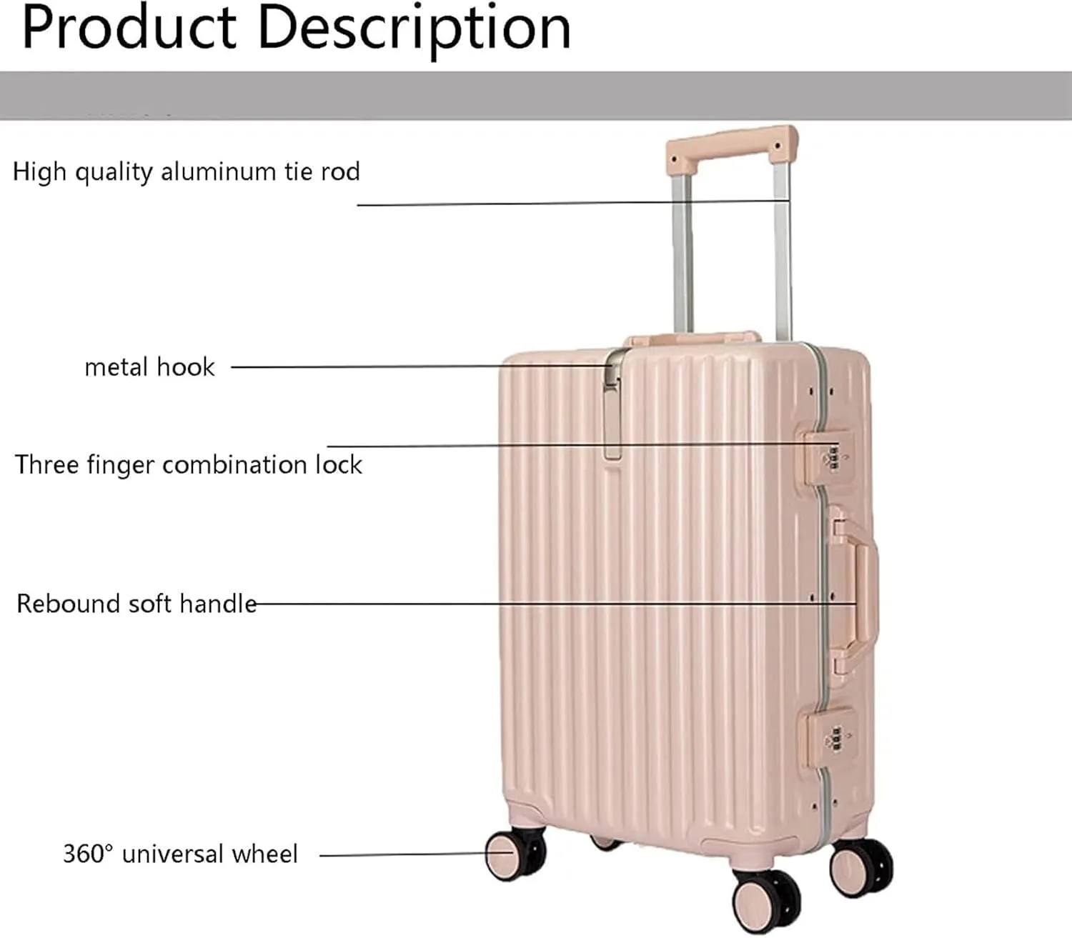 IRYZE Lightweight Suitcase Lightweight And Tough Cabin Suitcase Lightweight ABS Carry-on Hand Luggage 4 Spinner Carry on Luggage (Color : White, Size : 28 inches)