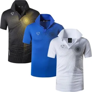 jeansian Men's 3 Packs Ourdoor Sport Quick Dry Polo T-Shirt Tee Tshirt Golf Tennis Bowling Fit LSL195