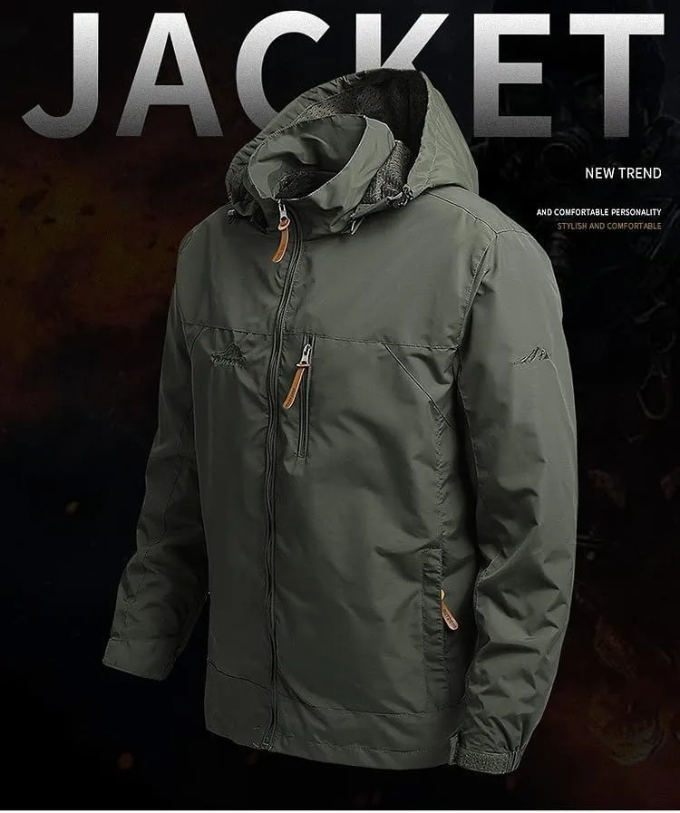 JinXuanYa Men's Waterproof Windbreaker Jacket for Hiking & Outdoor Sports - Lightweight Breathable Raincoat with Hood