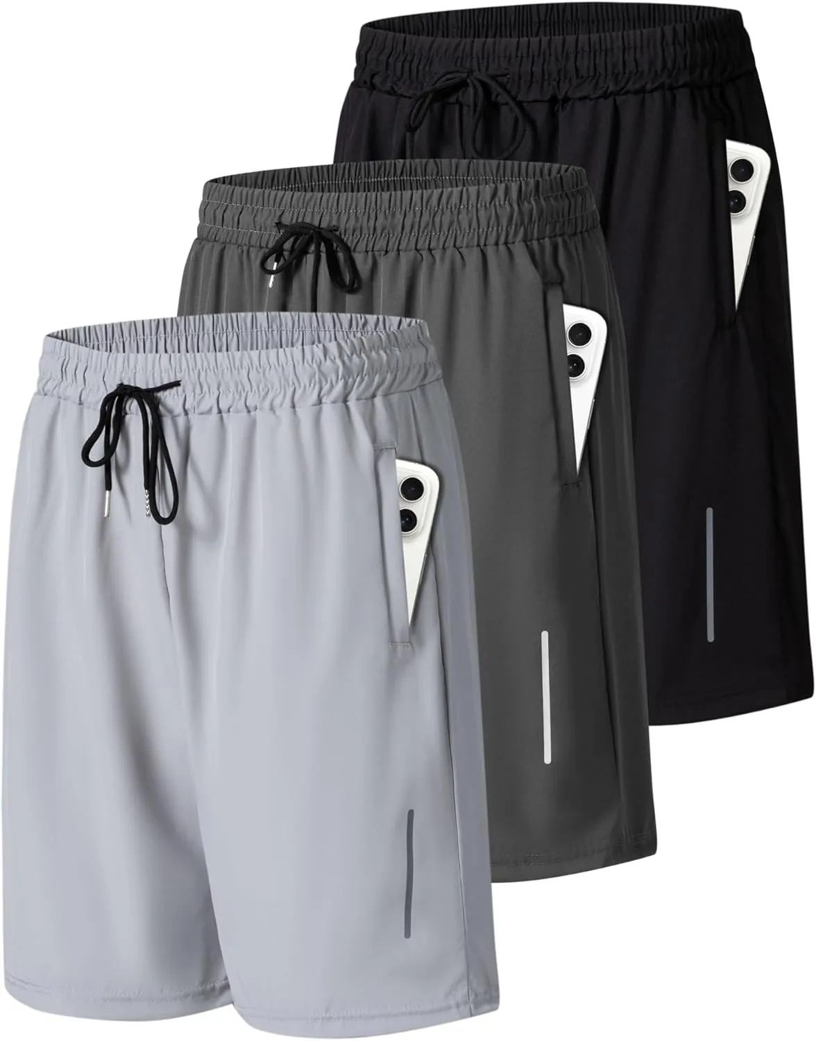 JWJ Mens Athletic Gym Workout Shorts Lightweight Quick Dry Running Basketball Shorts with Zipper Pockets