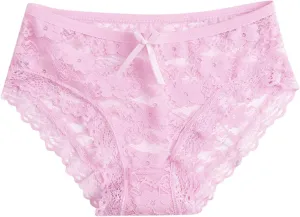 Lace Underwear for Women Sexy Seamless Low Rise Bikini Briefs Stretch Full Coverage Ladies Cheeky Hipster Panties