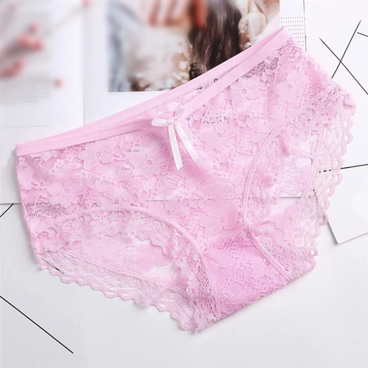 Lace Underwear for Women Sexy Seamless Low Rise Bikini Briefs Stretch Full Coverage Ladies Cheeky Hipster Panties