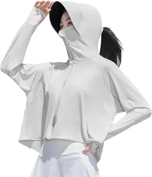 Lightweight UPF 50 Long Sleeve Women Fishing SPF Jacket Crop Breathable T Shirt Sun Protection Hooded UPF 50  Shirts