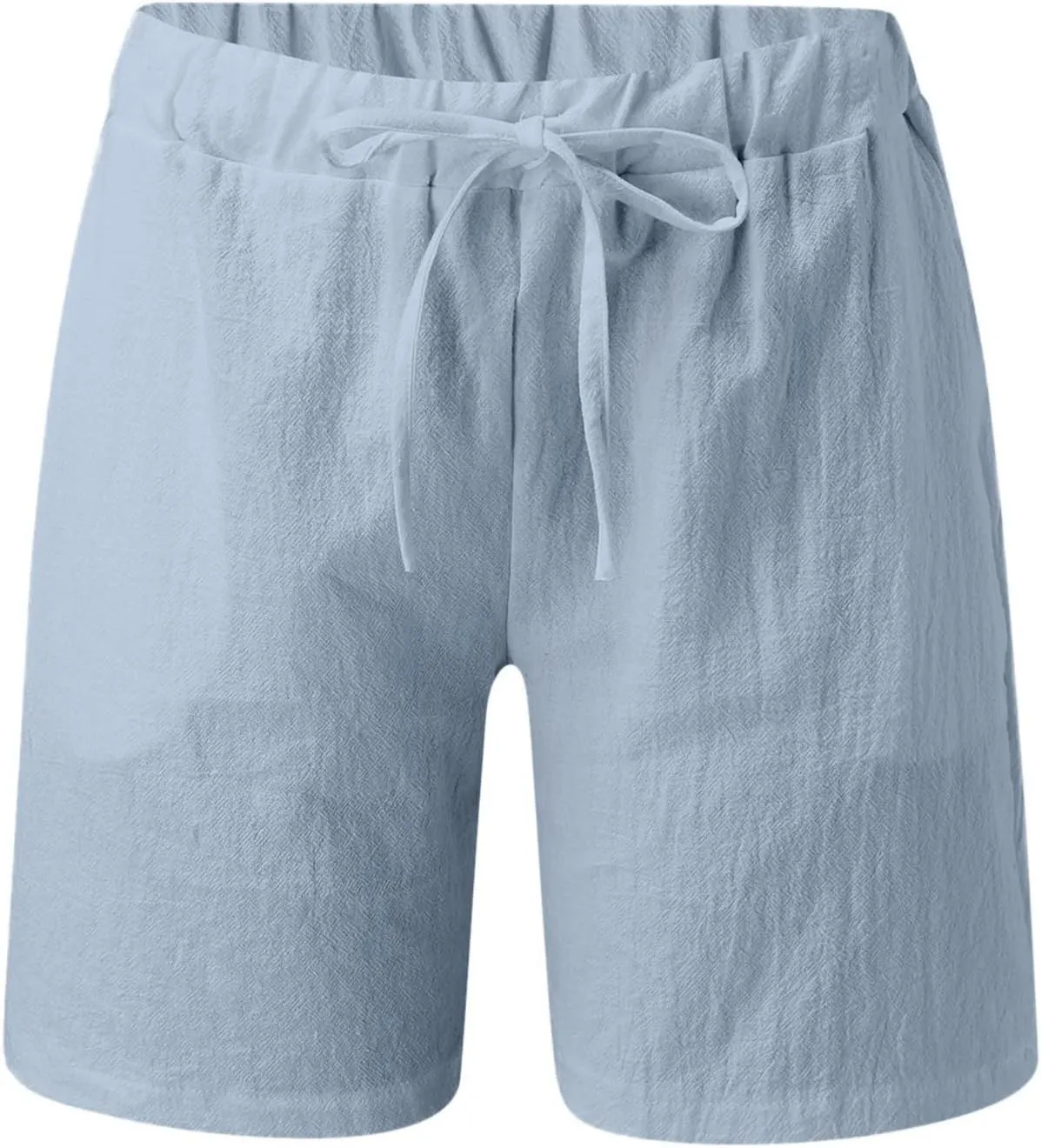 Linen Shorts for Women Casual Summer Elastic High Waisted Short Pants Loose Lightweight Soft Comfy Beach Shorts with Pockets