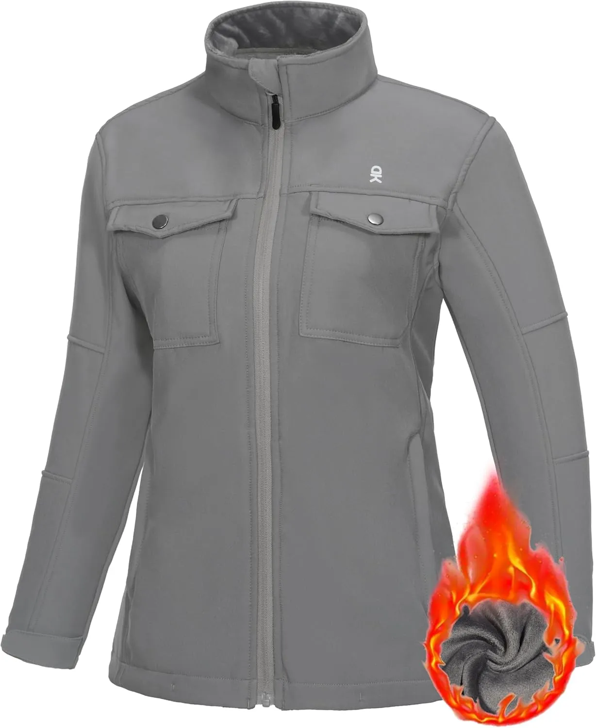 Little Donkey Andy Women's Lightweight Stand Collar Jacket Water Resistant Windbreaker Fleece Lined Warm Coat