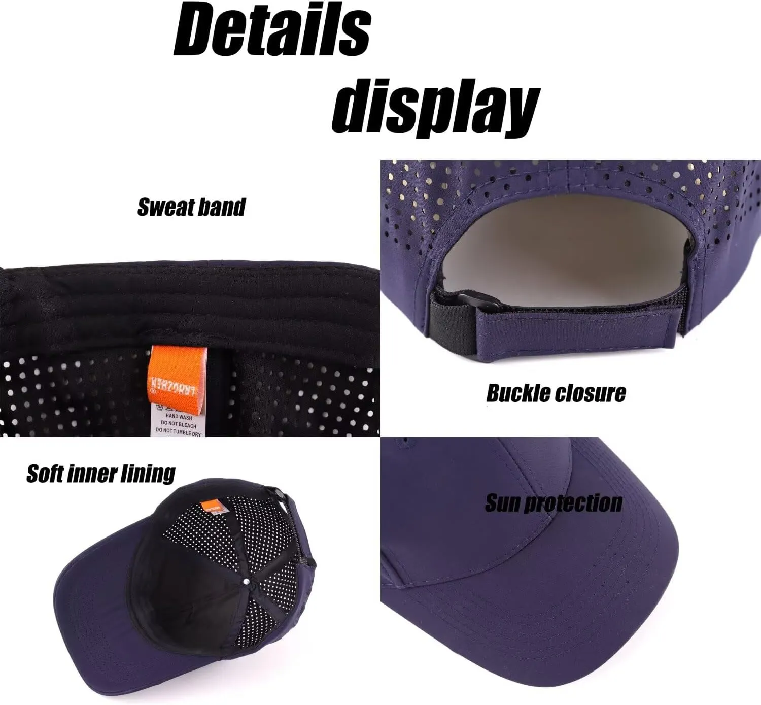 LLmoway Breathable Quick-Dry Baseball Cap UV Protection 6-Panel Ventilated Adjustable Hat Men Women Running Golf Hiking