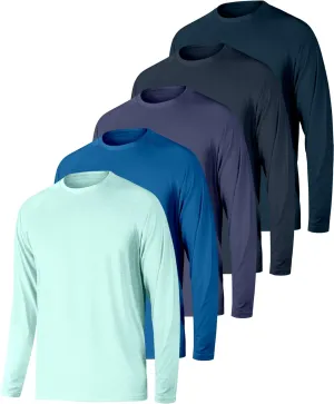 Long Sleeve Shirts for Men 5 Pack Athletic T Shirt UPF 50  Sun Protection Fishing Active Running Quick Dry Fit Tee Shirt