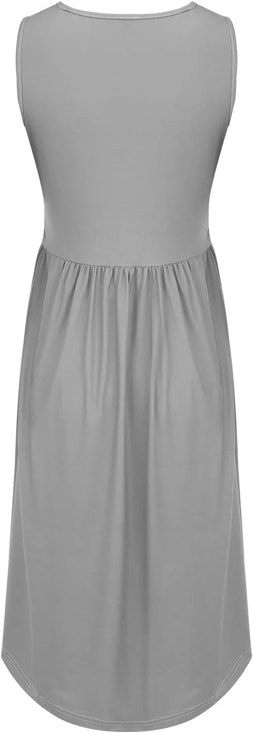 Loose V Neck Sleeveless Sundresdes Cotton Dresses Casual Plain Daily Neck Dresses Women Crew Women's Dress Cotton