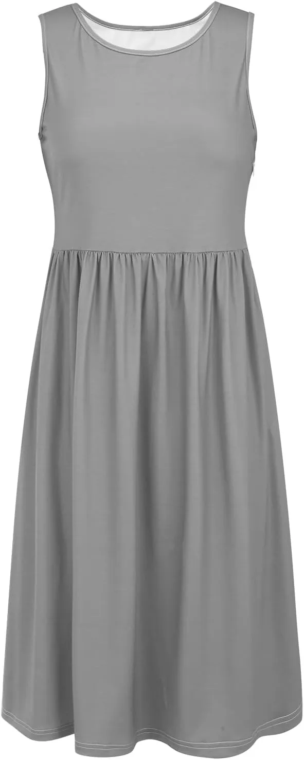 Loose V Neck Sleeveless Sundresdes Cotton Dresses Casual Plain Daily Neck Dresses Women Crew Women's Dress Cotton