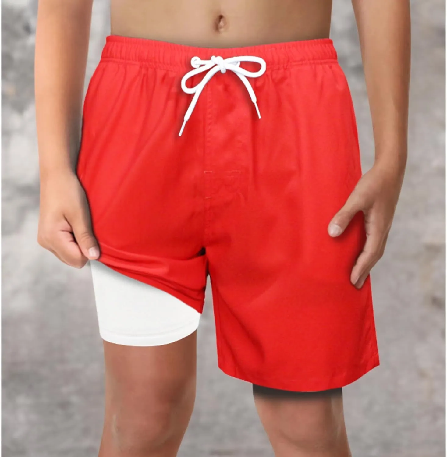 LUCOWEE Boys Swim Trunks with Compression Liner Comfortable Anti-Chafe Swimming Shorts Stretchy UPF Quick Dry Size 3T-20