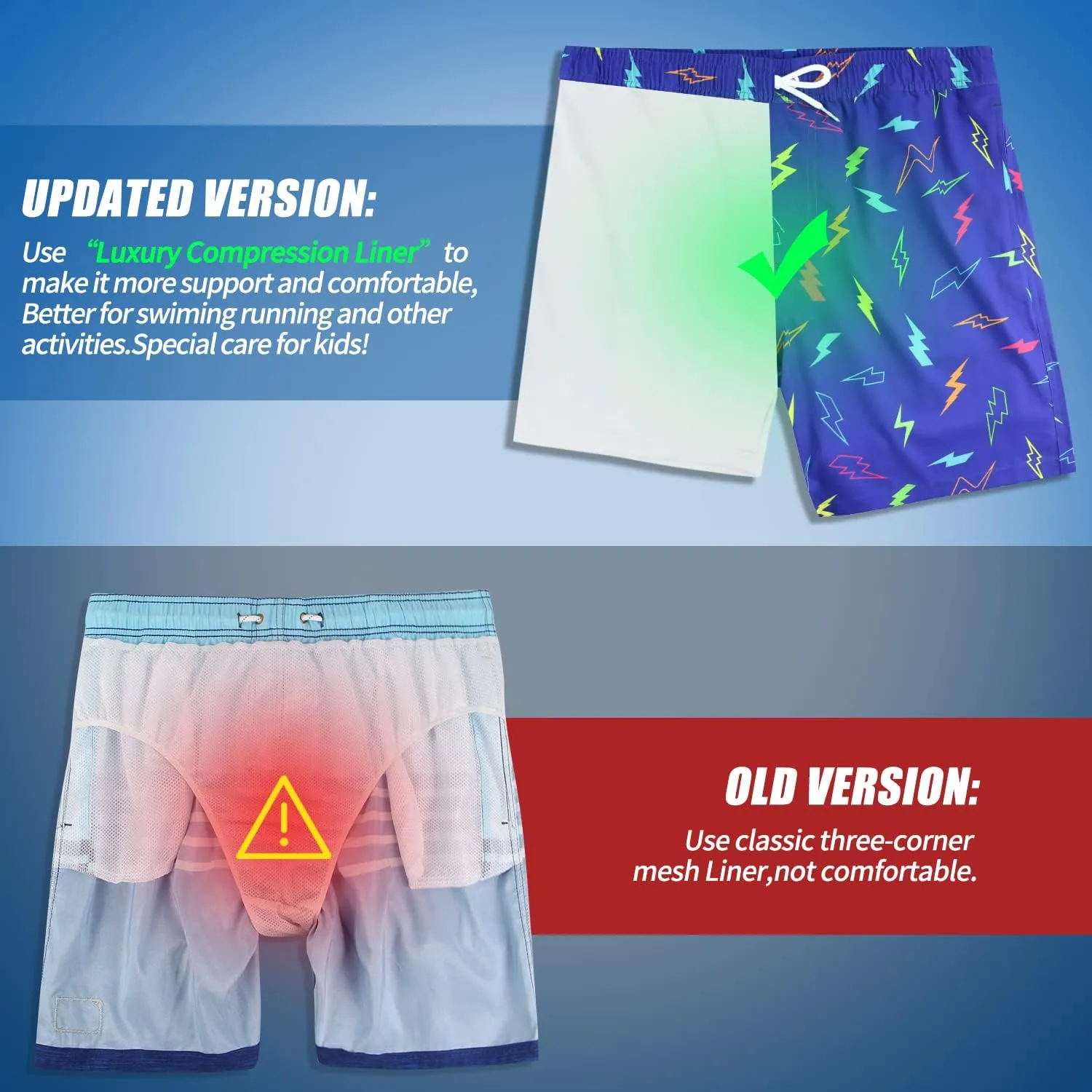 LUCOWEE Boys Swim Trunks with Compression Liner Comfortable Anti-Chafe Swimming Shorts Stretchy UPF Quick Dry Size 3T-20