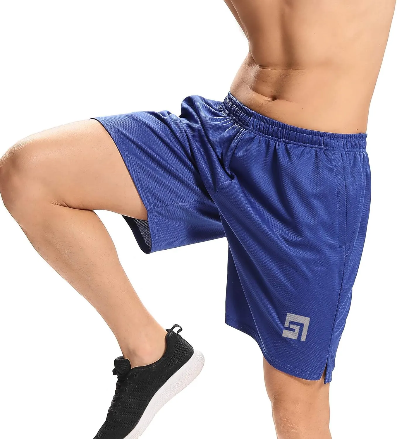 LXNMGO men's 7" Workout Running Shorts Quick Dry Lightweight Athletic Gym Shorts with Zip Pockets