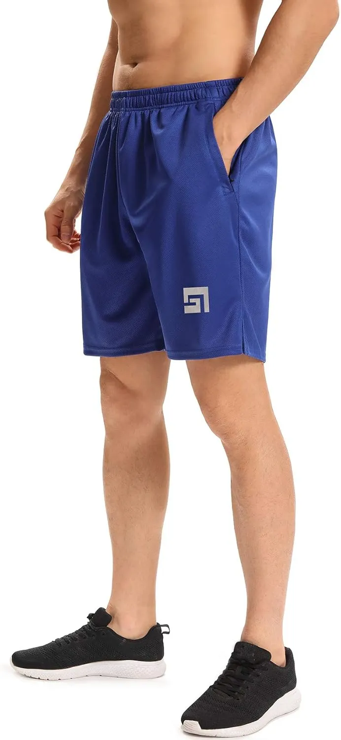 LXNMGO men's 7" Workout Running Shorts Quick Dry Lightweight Athletic Gym Shorts with Zip Pockets