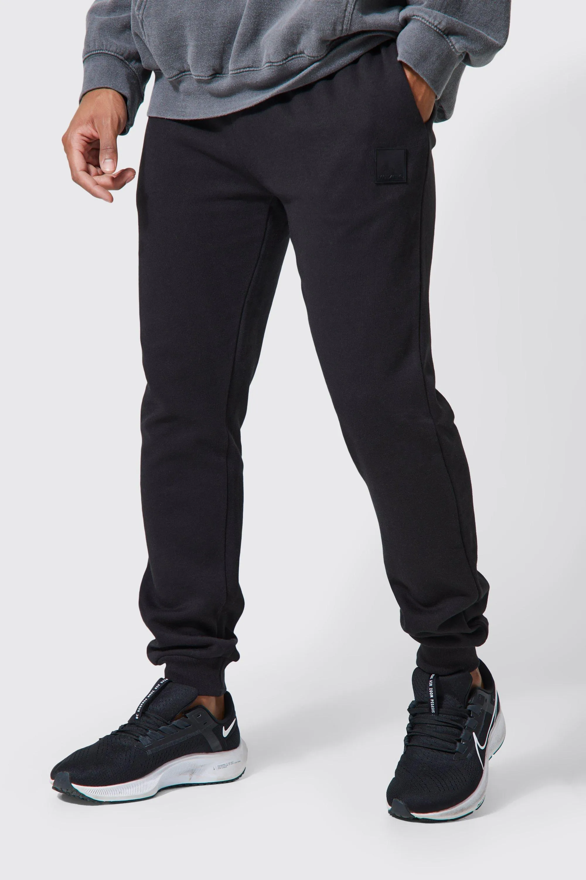 Man active gym joggers with pockets Boohoo, black