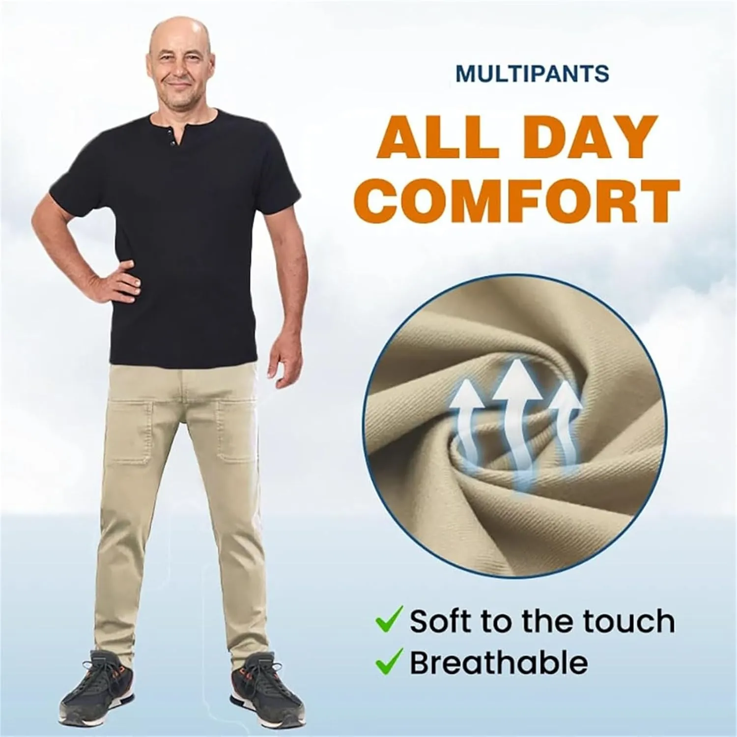 Men Comfy Multi Pants, Mencomfy Multipants - High Stretch Multi-Pocket Cargo Pants
