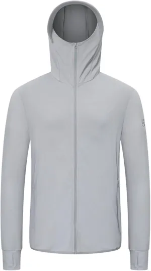 Men Sun Protection Zip Hoodies UPF 50  Light Jacket Long Sleeve Sun Shirts Hiking Fishing with Pockets & Thumb Hole