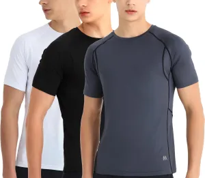 Men's 3-Pack Compression Shirts: Moisture-Wicking, Quick-Dry Baselayer for Gym & Running