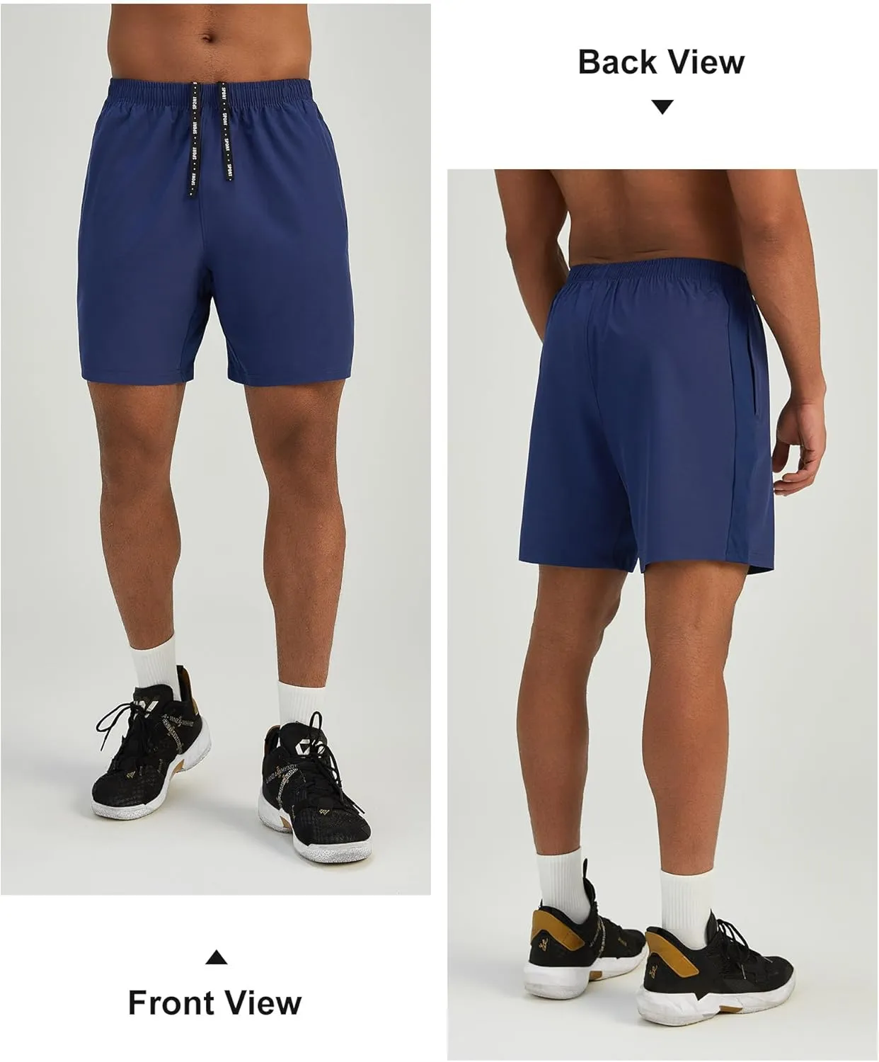 Mens 7'' Lightweight Athletic Shorts Quick Dry Gym Workout Running Shorts with Zipper Pockets