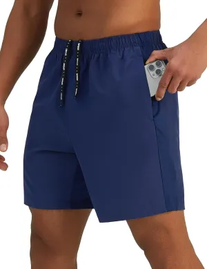 Mens 7'' Lightweight Athletic Shorts Quick Dry Gym Workout Running Shorts with Zipper Pockets
