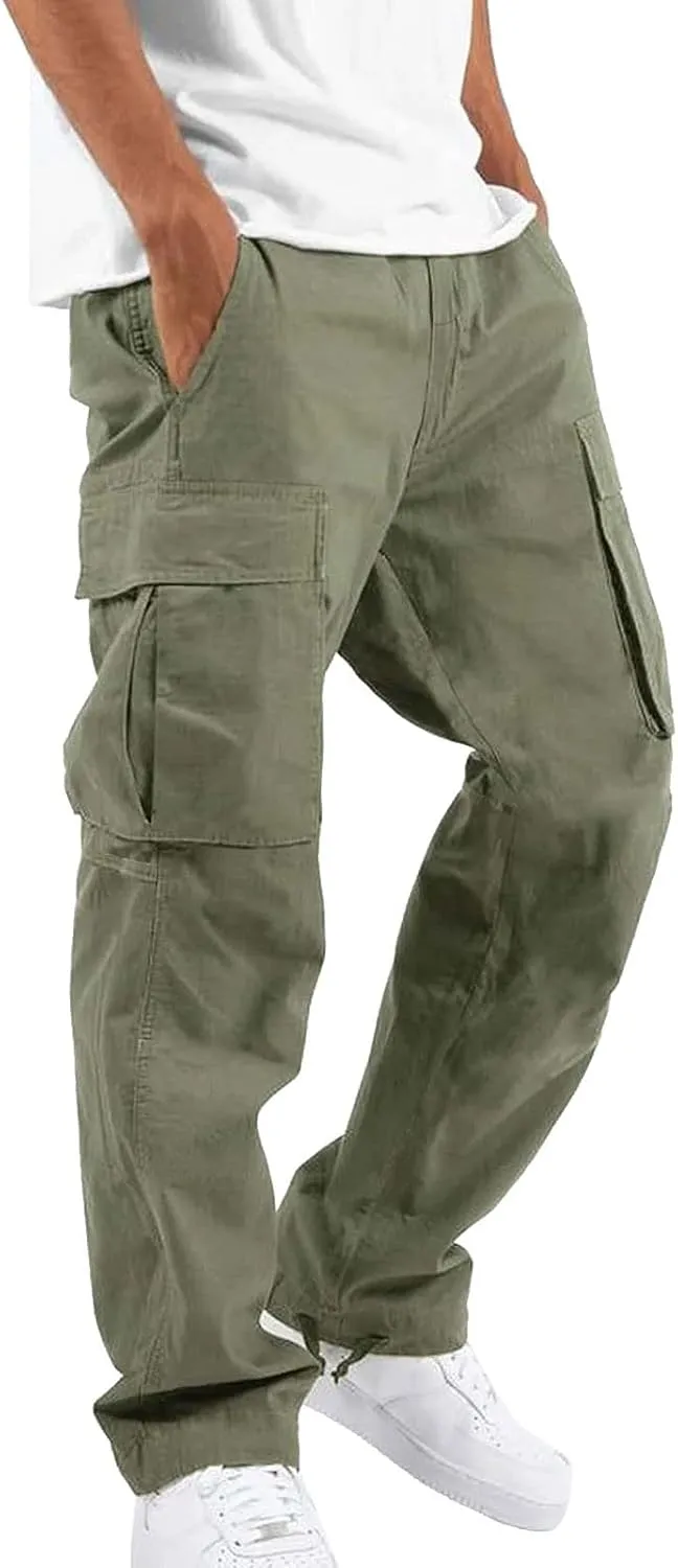 Mens Athletic Sweatpants Mens Casual Waist Color Sports Hat Multi Woven Pocket Foot Rope Casual Hiking Pants Joggers
