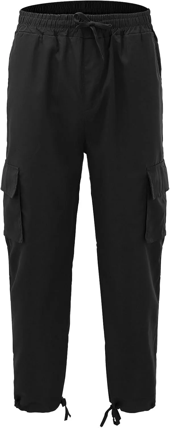 Mens Athletic Sweatpants Mens Casual Waist Color Sports Hat Multi Woven Pocket Foot Rope Casual Hiking Pants Joggers