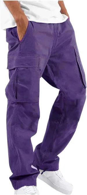 Mens Athletic Sweatpants Mens Casual Waist Color Sports Hat Multi Woven Pocket Foot Rope Casual Hiking Pants Joggers