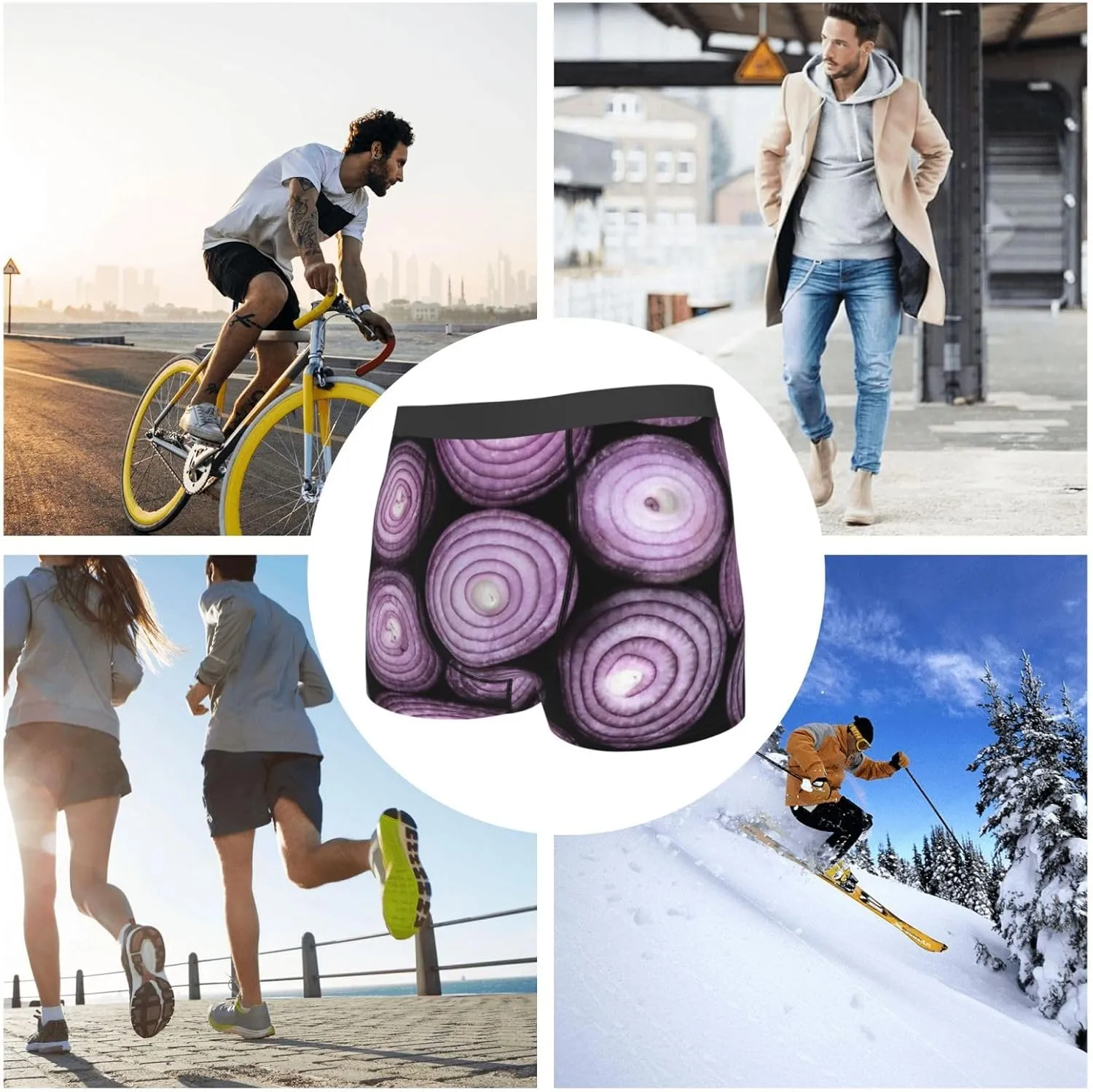 Mens Boxer Briefs Comfortable Breathable Underwear (Onion,)