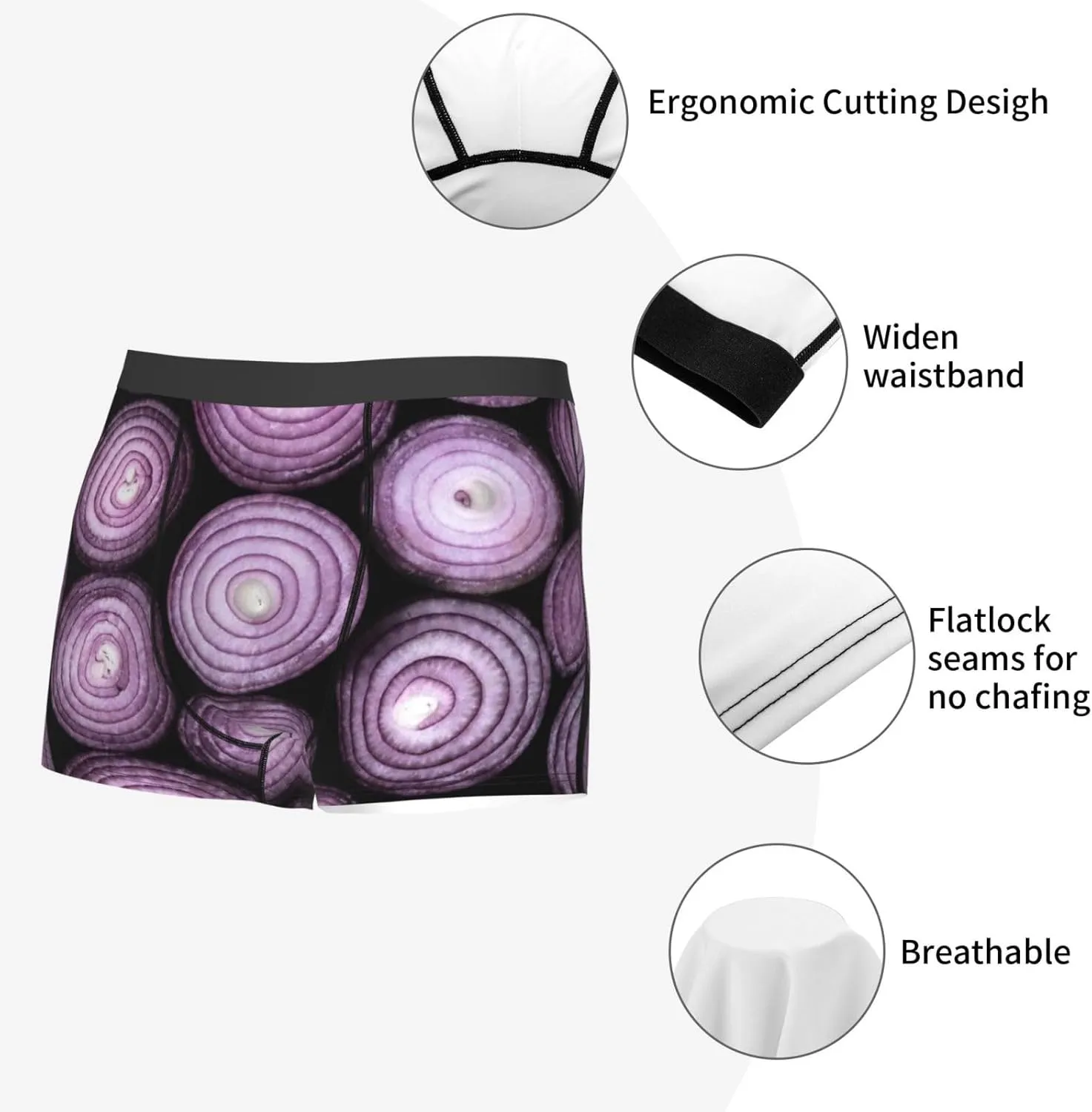 Mens Boxer Briefs Comfortable Breathable Underwear (Onion,)