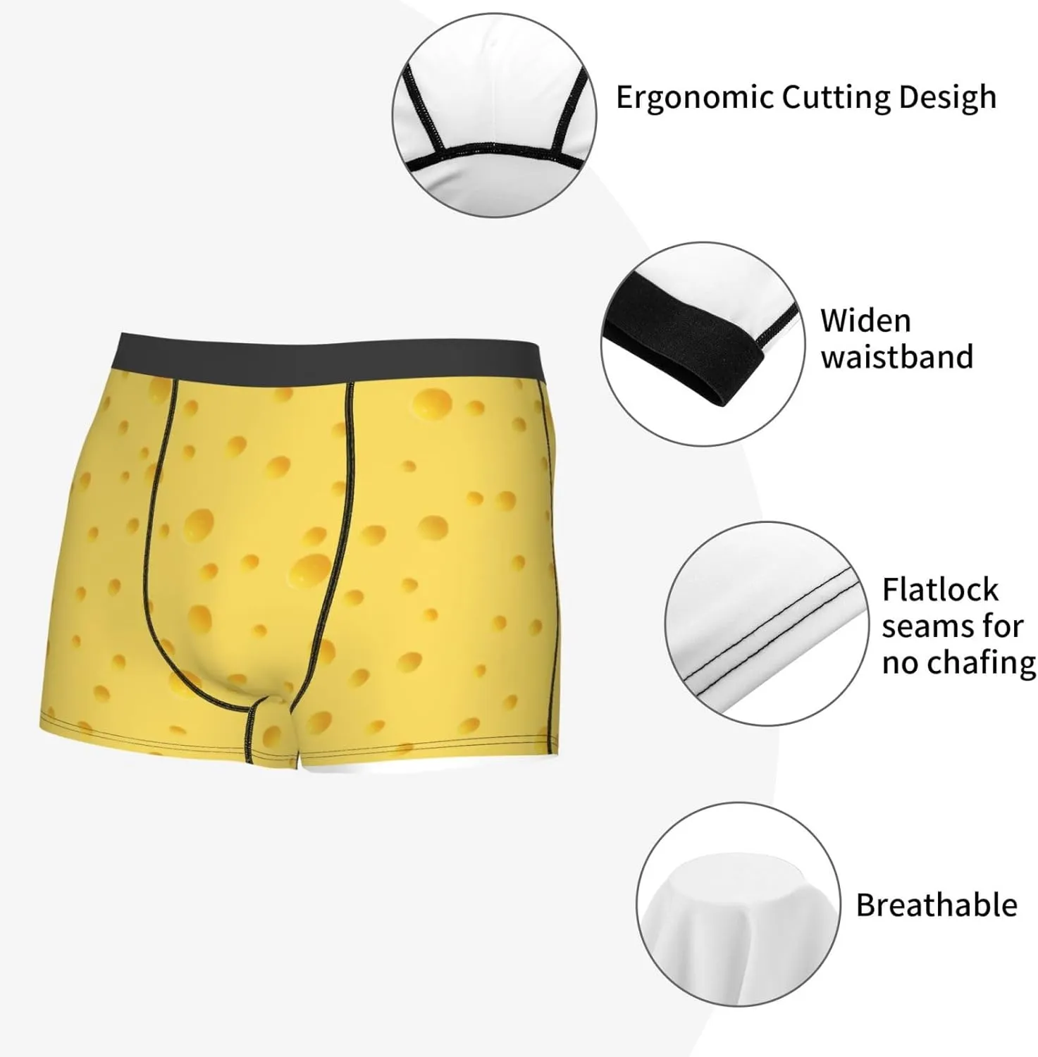 Mens Boxer Briefs Comfortable Breathable Underwear (Popcorn,)