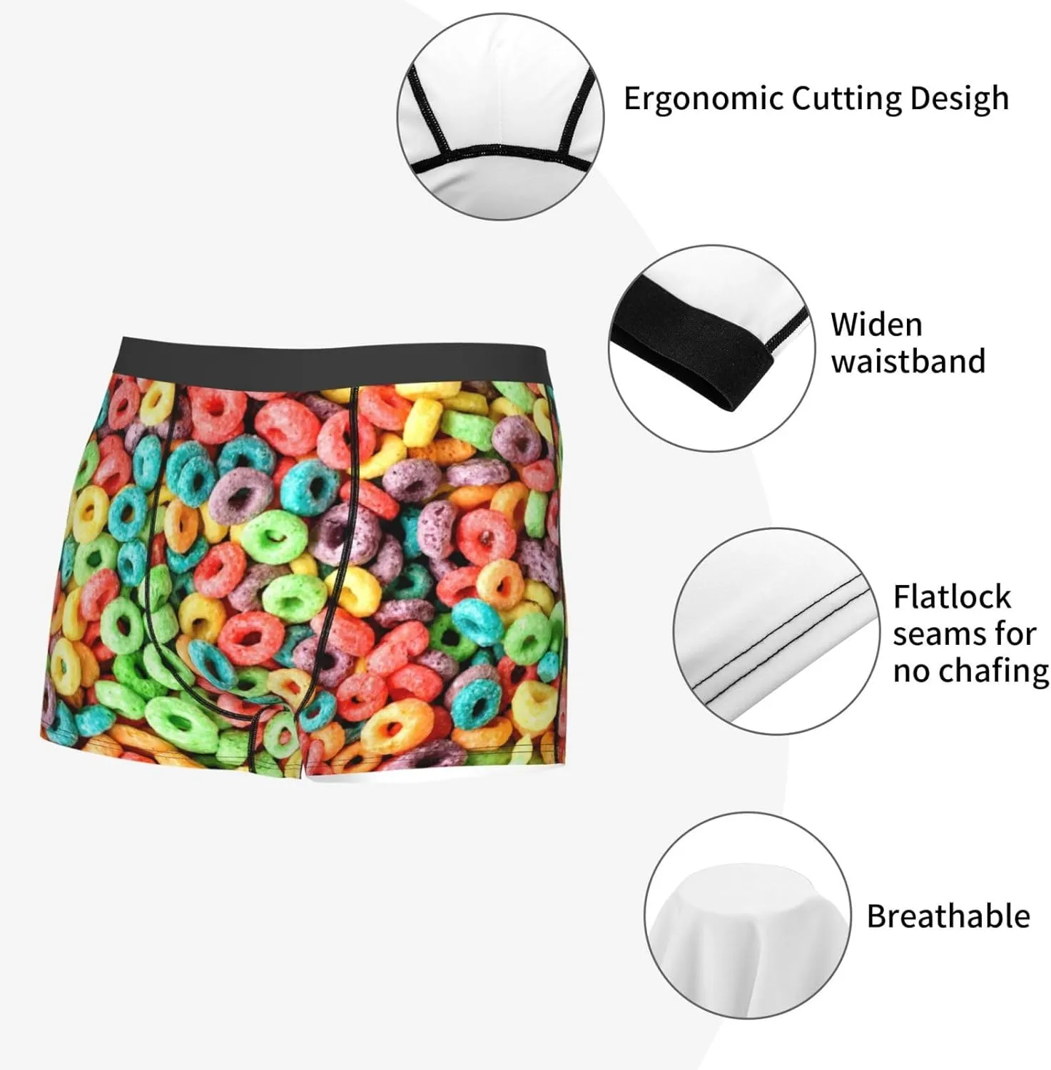 Mens Boxer Briefs Comfortable Breathable Underwear (Popcorn,)