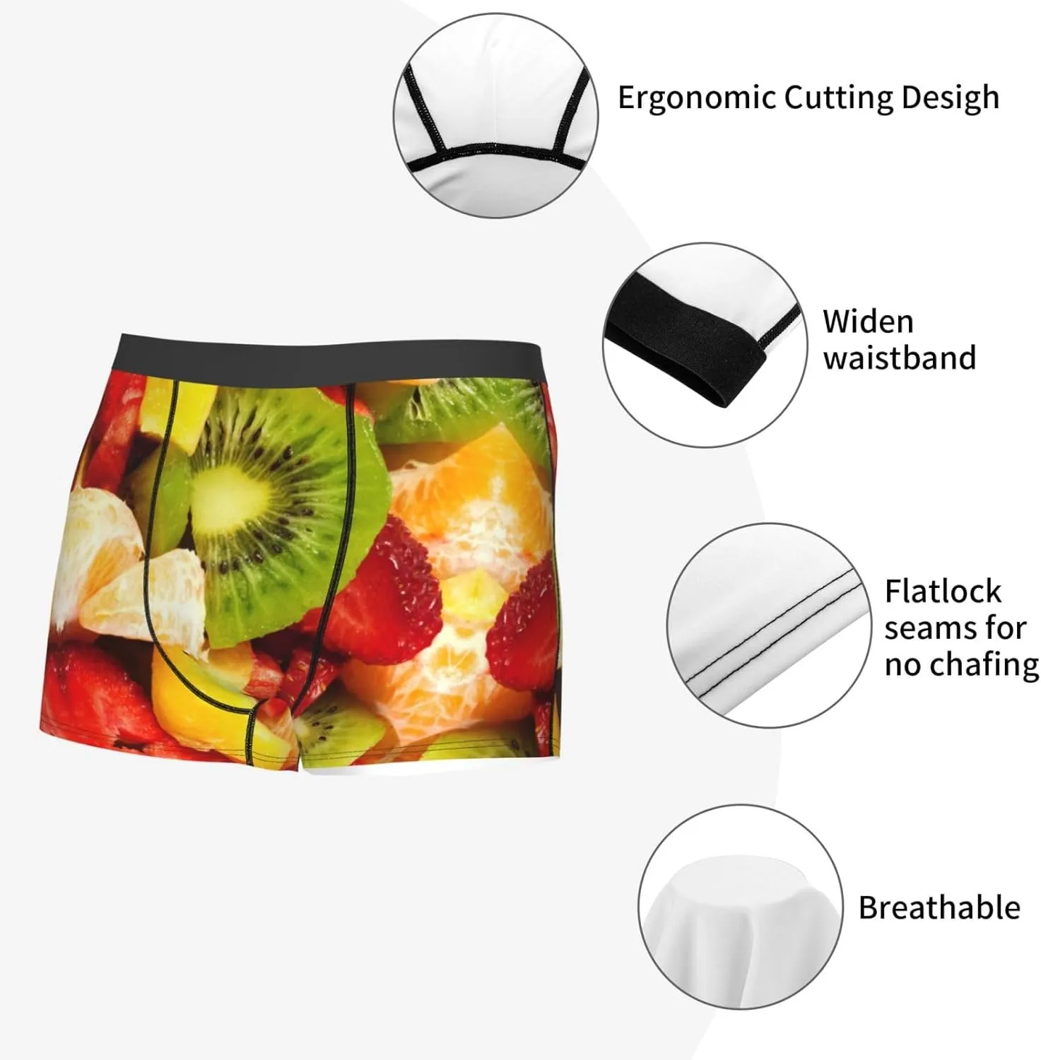 Mens Boxer Briefs Comfortable Breathable Underwear (Popcorn,)