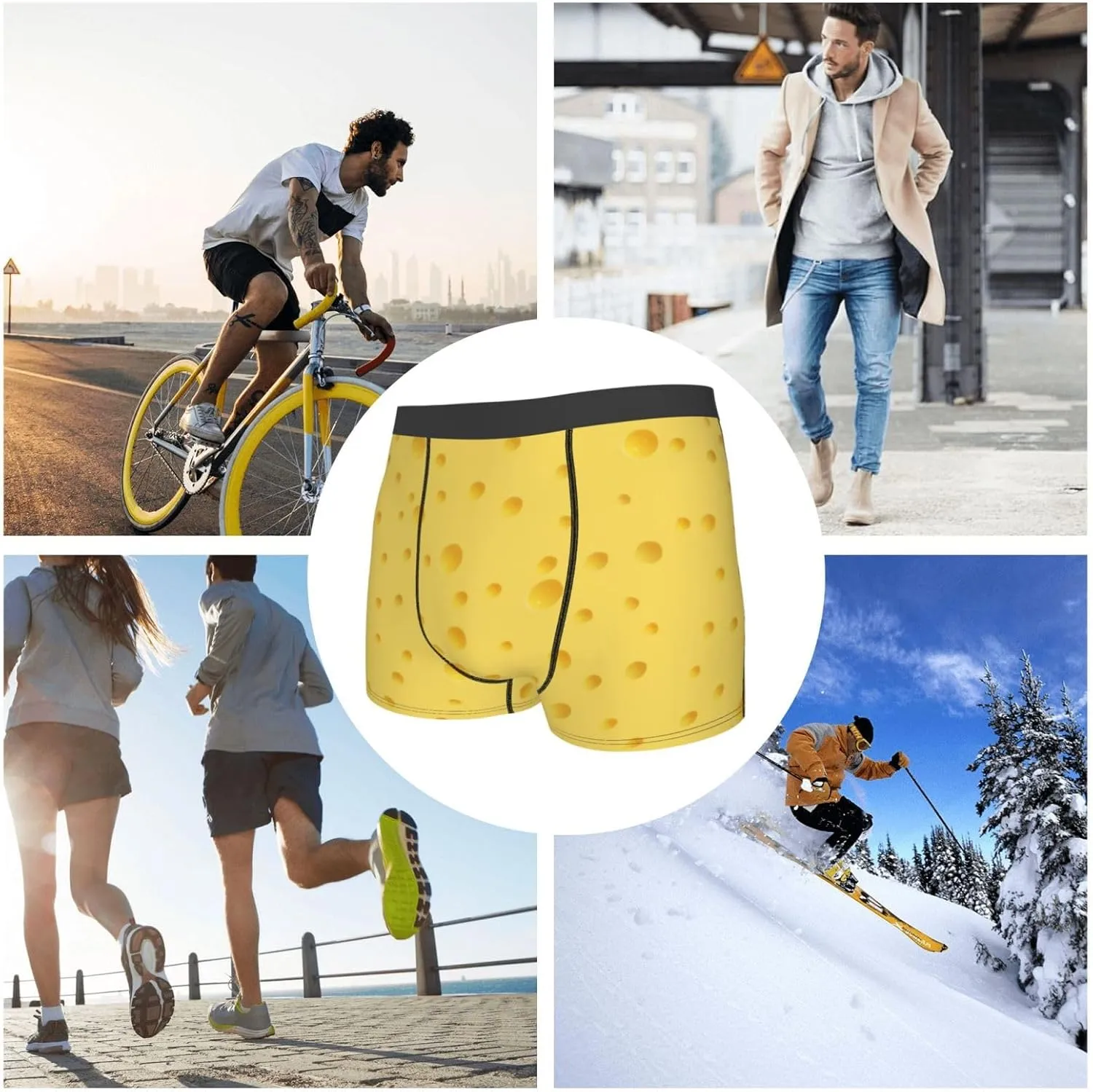 Mens Boxer Briefs Comfortable Breathable Underwear (Popcorn,)