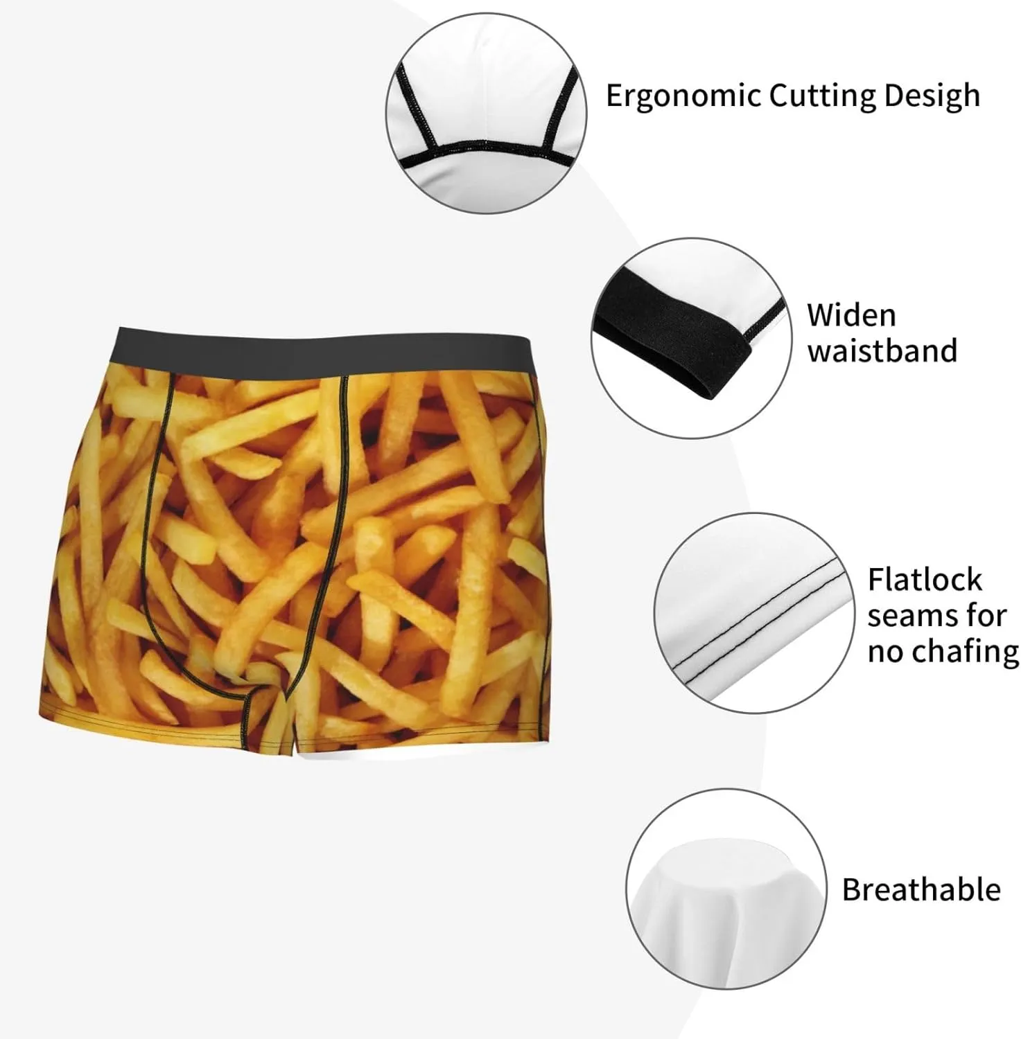 Mens Boxer Briefs Comfortable Breathable Underwear (Popcorn,)